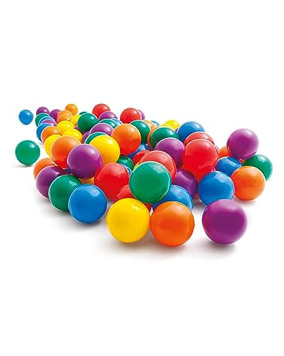 Intex Set of 100 Plastic Fun Balls for Ball Pits and Bounce Houses, Multi-Colored - 100-Count Soft Colorful Toddler-Safe Toys for Pool or Playpen
